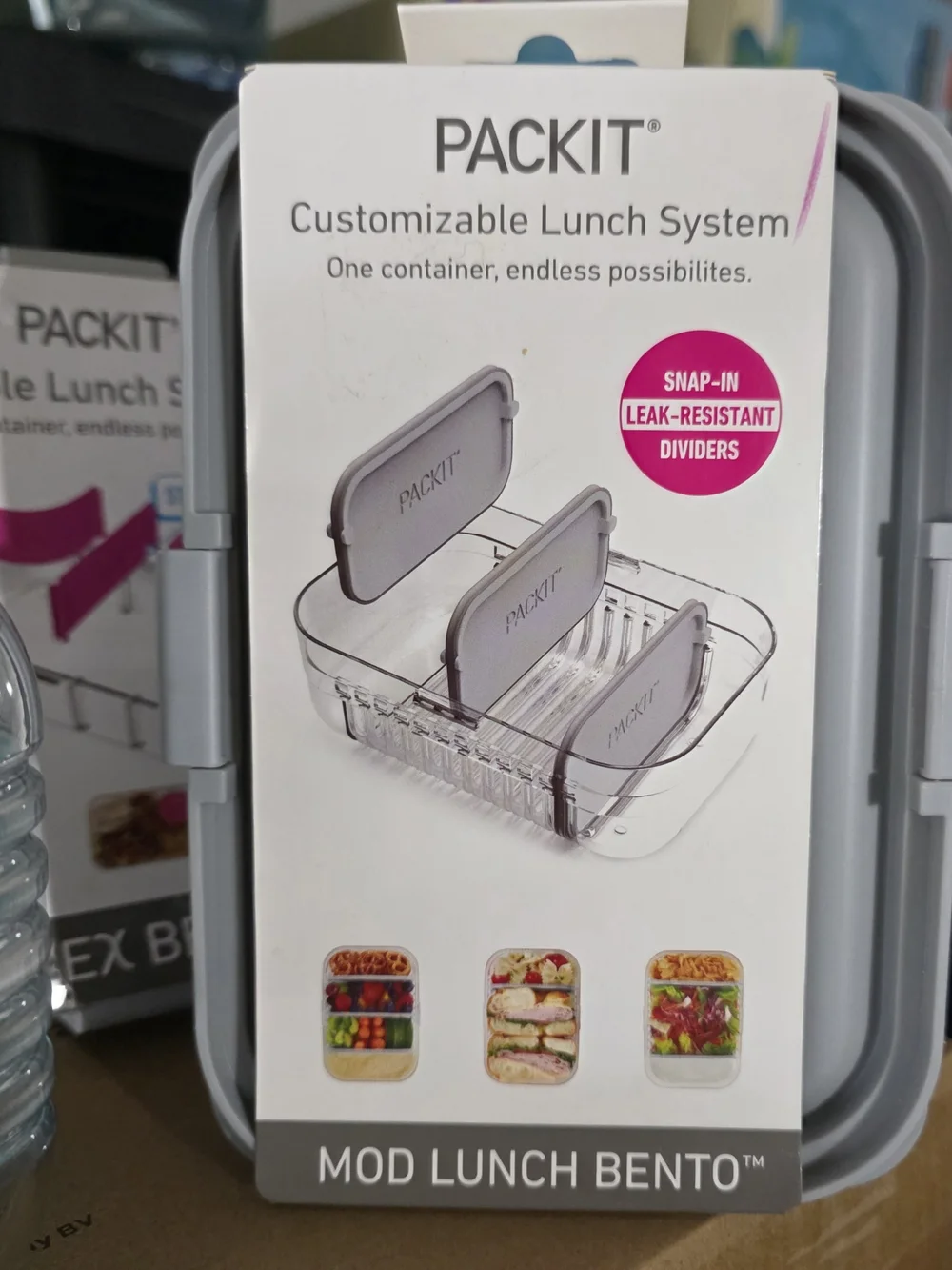 Flexible Lunch System - Teal Pink And Gray Bento Food Container